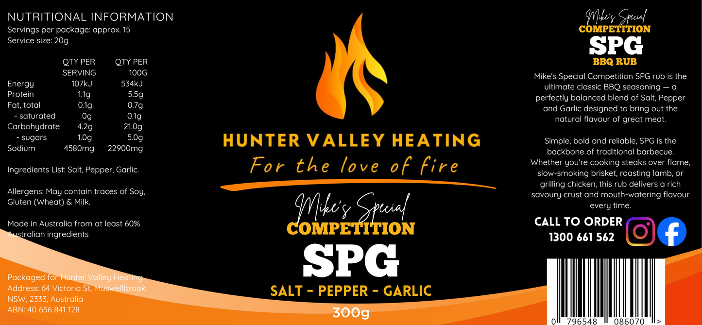 Mike’s Special Competition SPG BBQ Rub 300g label