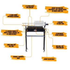 Deluxe Foukou Cyprus Grill Spit - Stoves & Cooktops - Flaming Coals - Hunter Valley Heating 