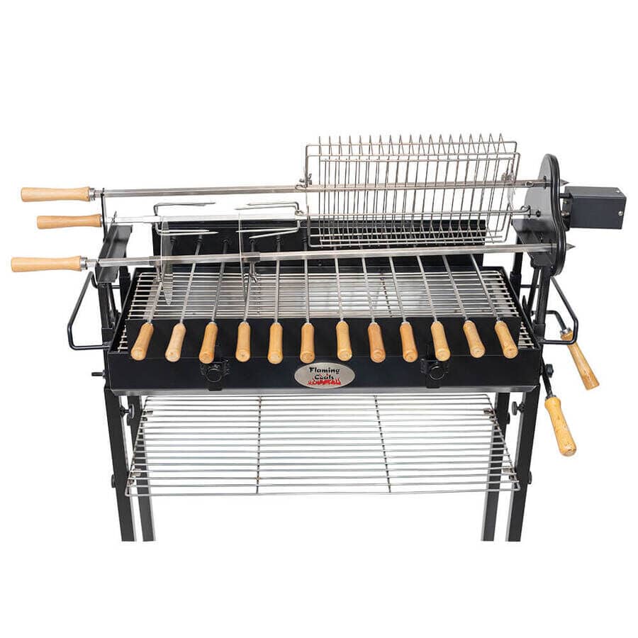 Deluxe Foukou Cyprus Grill Spit - Stoves & Cooktops - Flaming Coals - Hunter Valley Heating 