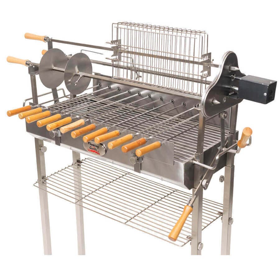 Deluxe Cyprus Grill Spit Stainless Steel - Stoves & Cooktops - Flaming Coals - Hunter Valley Heating 