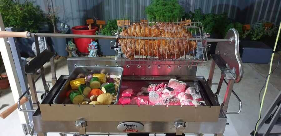 Deluxe Cyprus Grill Spit Stainless Steel - Stoves & Cooktops - Flaming Coals - Hunter Valley Heating 