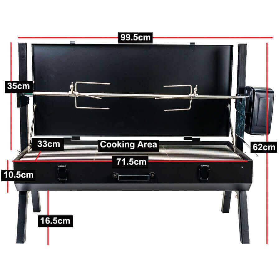 Mini Spit Roaster Charcoal BBQ - Stoves & Cooktops - Flaming Coals - Hunter Valley Heating 