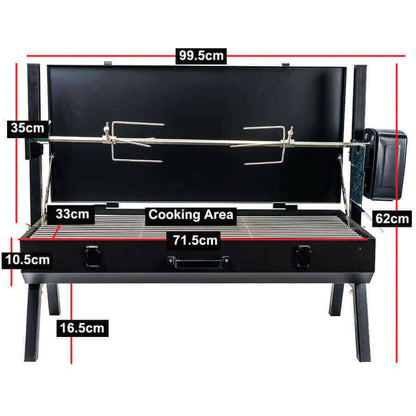 Mini Spit Roaster Charcoal BBQ - Stoves & Cooktops - Flaming Coals - Hunter Valley Heating 