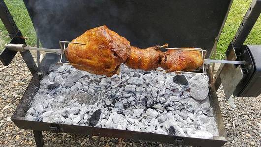 Mini Spit Roaster Charcoal BBQ - Stoves & Cooktops - Flaming Coals - Hunter Valley Heating 