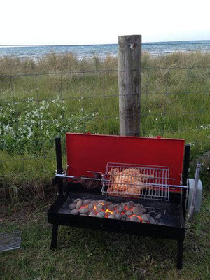 Mini Spit Roaster Charcoal BBQ - Stoves & Cooktops - Flaming Coals - Hunter Valley Heating 