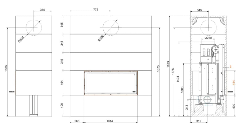 AUGSBURG 51/67 Tunnel Vertical/Swing Door Fireplace - Hunter Valley Heating