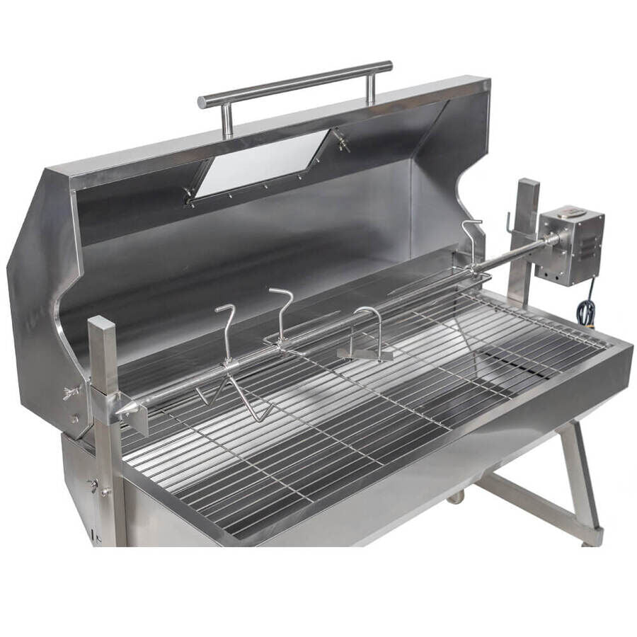 1200 Stainless Steel Hooded Spartan Spit Roaster - Stoves & Cooktops - Flaming Coals - Hunter Valley Heating 