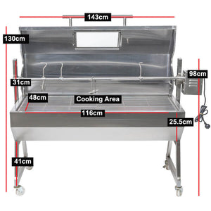 1200 Stainless Steel Hooded Spartan Spit Roaster - Stoves & Cooktops - Flaming Coals - Hunter Valley Heating 
