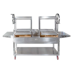 Deluxe Double Parrilla BBQ Grill with Firebricks 1565 x 500 - Stoves & Cooktops - Flaming Coals - Hunter Valley Heating 