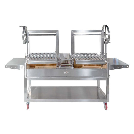Deluxe Double Parrilla BBQ Grill with Firebricks 1565 x 500 - Stoves & Cooktops - Flaming Coals - Hunter Valley Heating 