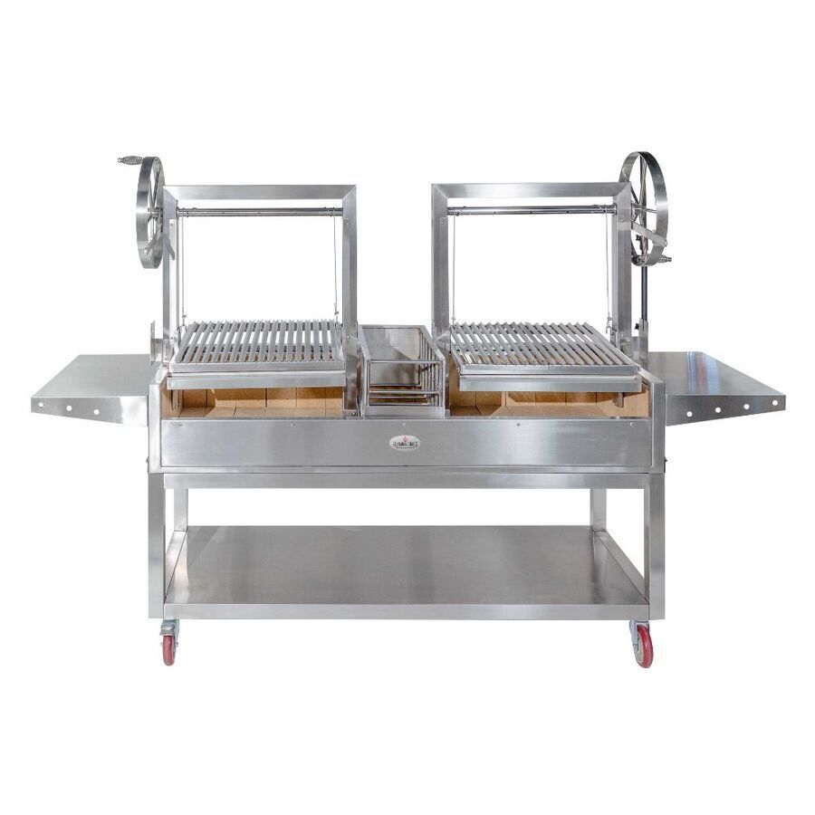 Deluxe Double Parrilla BBQ Grill with Firebricks 1565 x 500 - Stoves & Cooktops - Flaming Coals - Hunter Valley Heating 