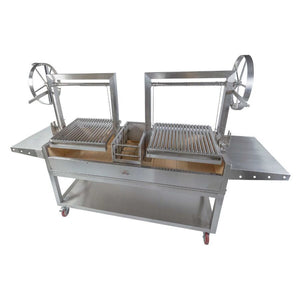 Deluxe Double Parrilla BBQ Grill with Firebricks 1565 x 500 - Stoves & Cooktops - Flaming Coals - Hunter Valley Heating 