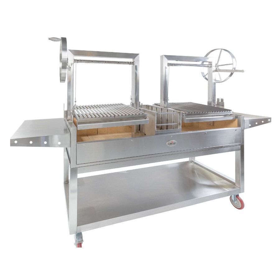 Deluxe Double Parrilla BBQ Grill with Firebricks 1565 x 500 - Stoves & Cooktops - Flaming Coals - Hunter Valley Heating 