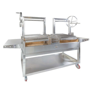 Deluxe Double Parrilla BBQ Grill with Firebricks 1565 x 500 - Stoves & Cooktops - Flaming Coals - Hunter Valley Heating 
