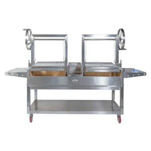 Deluxe Double Parrilla BBQ Grill with Firebricks 1565 x 500 - Stoves & Cooktops - Flaming Coals - Hunter Valley Heating 