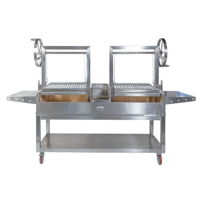Deluxe Double Parrilla BBQ Grill with Firebricks 1565 x 500 - Stoves & Cooktops - Flaming Coals - Hunter Valley Heating 