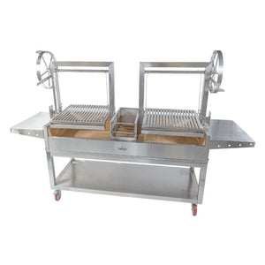 Deluxe Double Parrilla BBQ Grill with Firebricks 1565 x 500 - Stoves & Cooktops - Flaming Coals - Hunter Valley Heating 