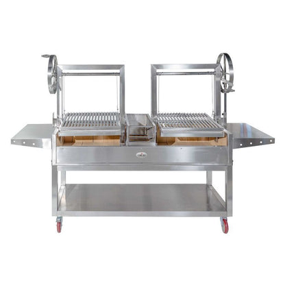Deluxe Double Parrilla BBQ Grill with Firebricks 1565 x 500 - Stoves & Cooktops - Flaming Coals - Hunter Valley Heating 