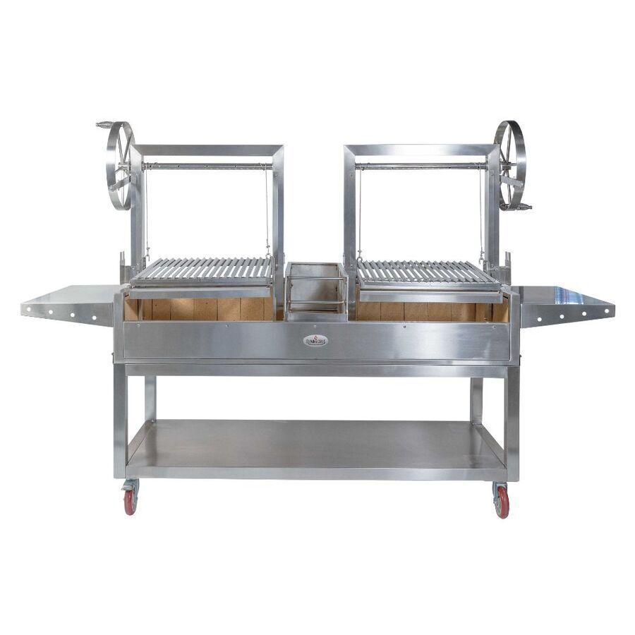 Deluxe Double Parrilla BBQ Grill with Firebricks 1565 x 500 - Stoves & Cooktops - Flaming Coals - Hunter Valley Heating 
