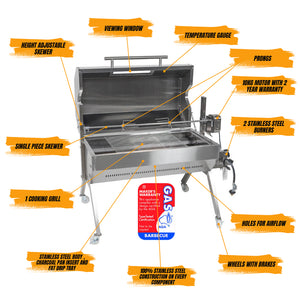 Dual Fuel Spit Roaster 1000 - Stoves & Cooktops - Flaming Coals - Hunter Valley Heating 