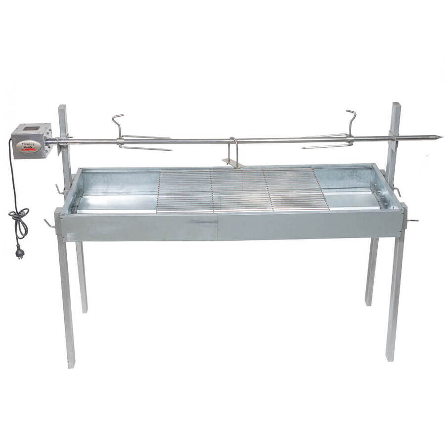 Extendable Large Charcoal BBQ Spit Rotisserie - Stoves & Cooktops - Flaming Coals - Hunter Valley Heating 