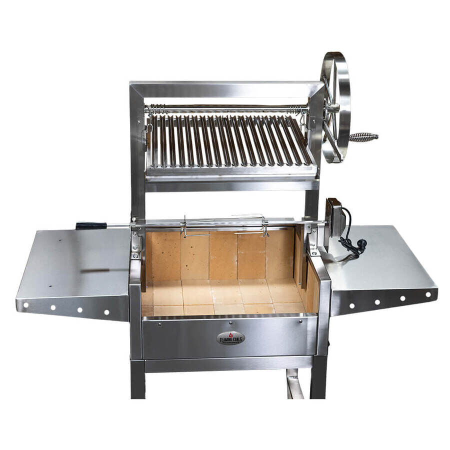 Stainless Steel Parrilla Argentinian BBQ with Rotisserie 610mm x 550mm - Stoves & Cooktops - Flaming Coals - Hunter Valley Heating 