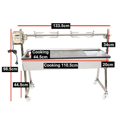 The Minion Stainless Steel Spit Rotisserie - Stoves & Cooktops - Flaming Coals - Hunter Valley Heating 