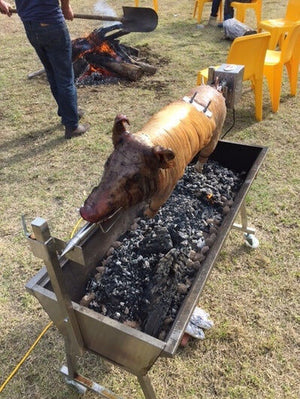 The Minion Stainless Steel Spit Rotisserie - Stoves & Cooktops - Flaming Coals - Hunter Valley Heating 