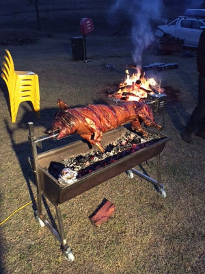 The Minion Stainless Steel Spit Rotisserie - Stoves & Cooktops - Flaming Coals - Hunter Valley Heating 