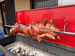 Warrior Pig Spit Roaster - Stoves & Cooktops - Flaming Coals - Hunter Valley Heating 