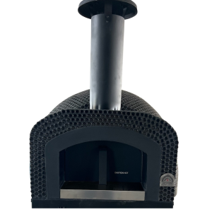 HVH70 Tiled Preassembled Pizza Oven from HVH Pizza Ovens showing a sleek, tiled exterior and large opening for pizza baking.