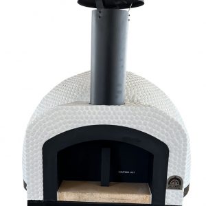 HVH70 Tiled Preassembled Pizza Oven by HVH Pizza Ovens, showcasing the tiled exterior and compact design for home pizza baking.