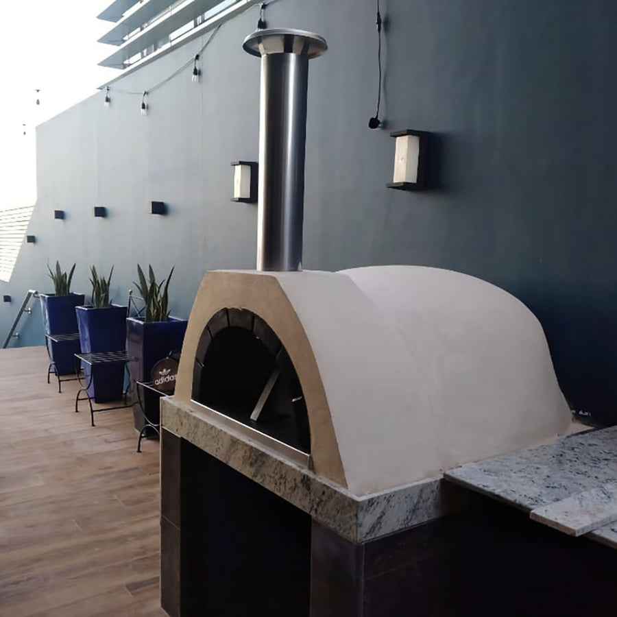 HVH Pizza Ovens HVH80 Dome Preassembled Pizza Oven with stainless steel exterior and large baking chamber for authentic pizza cooking.