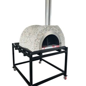 HVH80 Tiled Dome Preassembled Pizza Oven by HVH Pizza Ovens, showing the tiled dome design and compact pizza oven construction.