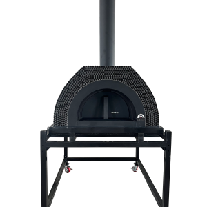 HVH80 Tiled Dome Preassembled Pizza Oven by HVH Pizza Ovens, showing the stainless steel exterior and tiled dome design.