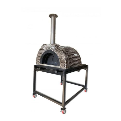 HVH Grande Tiled Preassembled Pizza Oven from HVH Pizza Ovens, showcasing its stone-tiled exterior and spacious baking chamber.