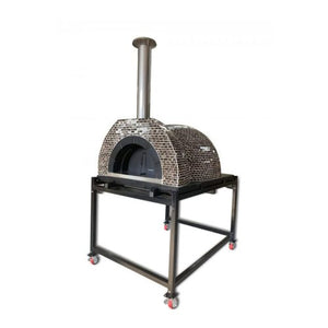 HVH Grande Tiled Preassembled Pizza Oven from HVH Pizza Ovens, showcasing its stone-tiled exterior and spacious baking chamber.