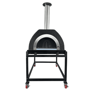 HVH Grande Tiled Preassembled Pizza Oven from HVH Pizza Ovens, showing its tiled exterior and spacious interior for baking pizzas.