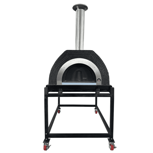 HVH Grande Tiled Preassembled Pizza Oven from HVH Pizza Ovens, showing its tiled exterior and spacious interior for baking pizzas.
