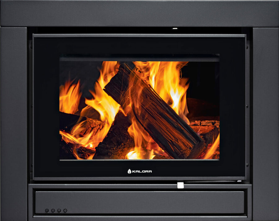 Kalora Accent zero clearance box for inbuilt wood fireplace installation