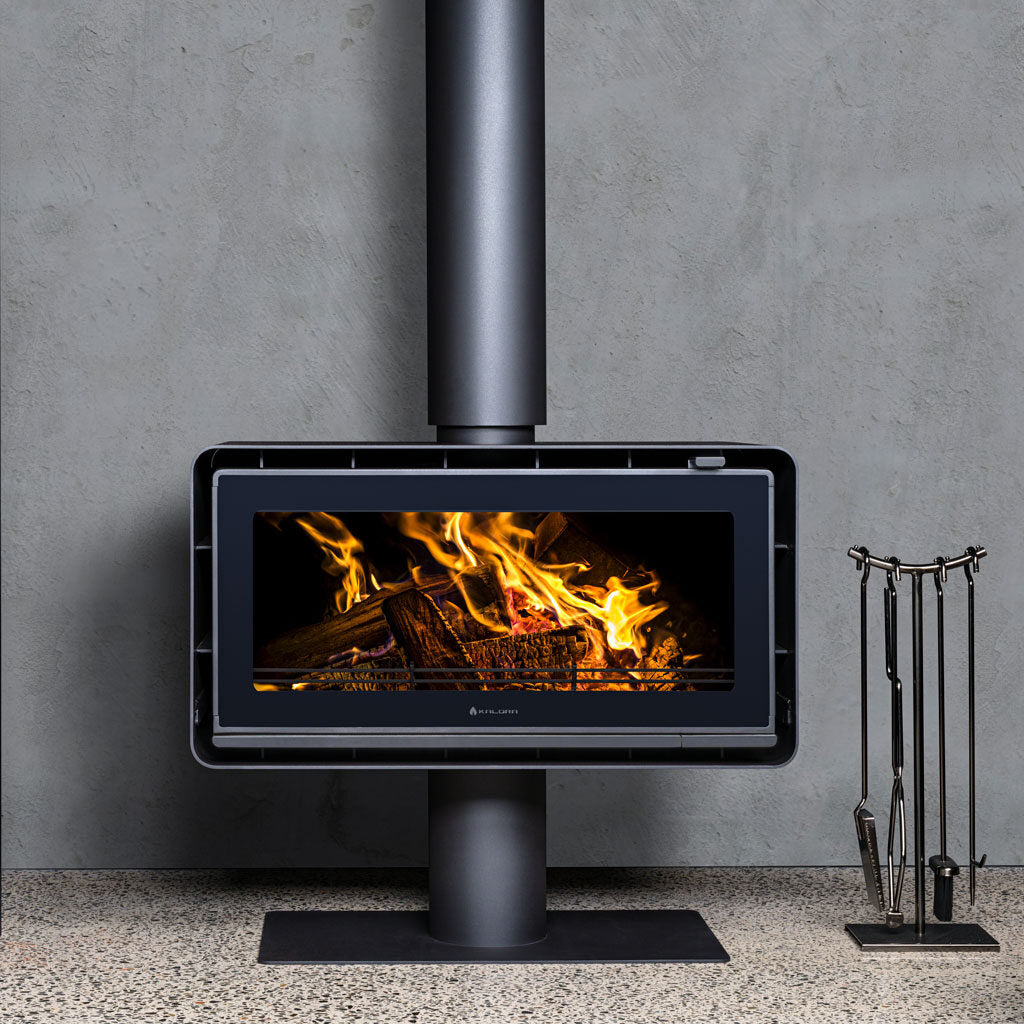 Kalora Urban LS wood fireplace with pedestal base