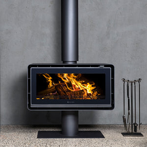 Kalora Urban LS wood fireplace with pedestal base
