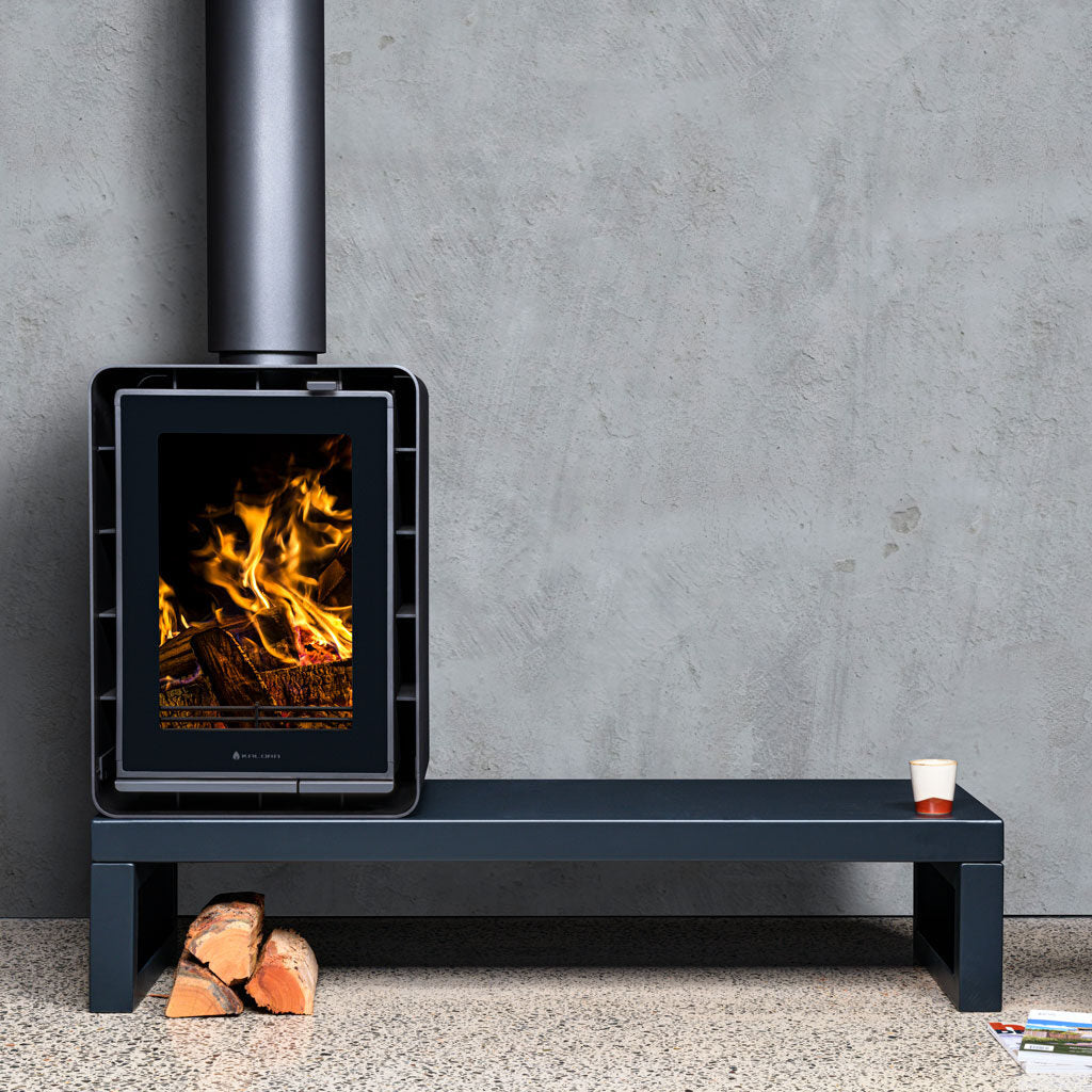Kalora Urban PT wood fireplace with plinth base left