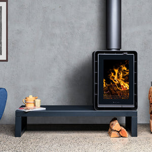 Kalora Urban PT wood fireplace with plinth base right