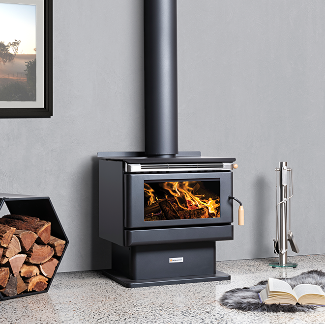 Kalora 500C wood fireplace installed in modern home