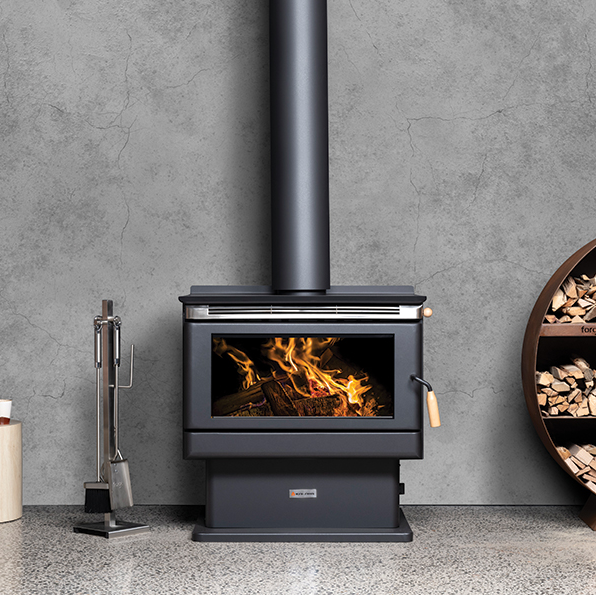 Kalora 600C wood fireplace installed in modern open-plan living space