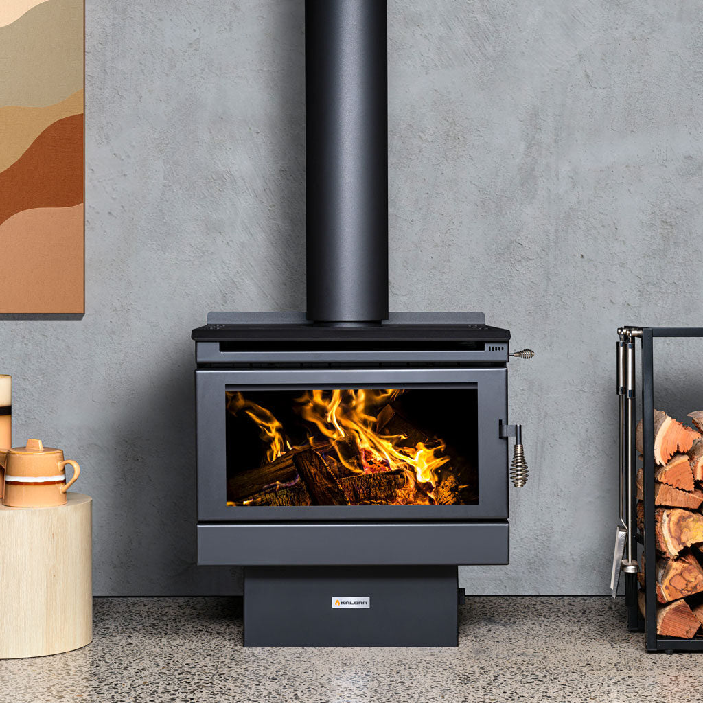 Kalora Chalet 6 wood fireplace freestanding heater in modern home