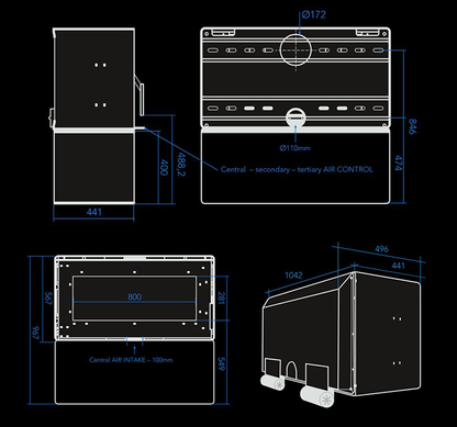 VisionLINE Taurus wood stove with a modern design, showcasing a glass front and wooden exterior for cozy heating.