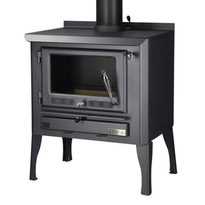 WISELIVING Linea Hydronic Wood Boiler stove inbuilt for efficient heating and cooking, featuring a sleek design and robust construction.