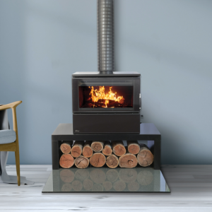 Heatcharm C600 S8 painted wood fireplace console with sleek design, showcasing the modern wood fireplace by Heatcharm.